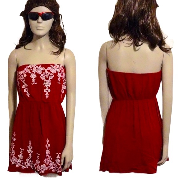4/$20 • LUNA CHIX • Strapless Embroidered Print Mini Dress - Picture 1 of 9